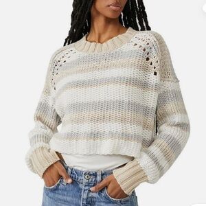Free People Devon Striped Sweater In Gravity Combo